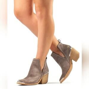 Jeffrey Campbell Cromwell Taupe Cut Out Suede Pointed Toe Boots Western 11